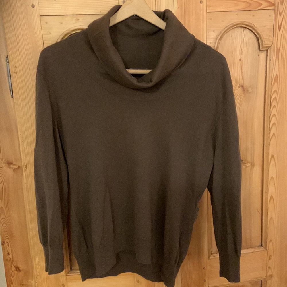 100% Cashmere Brown Cowl Neck Sweater XL